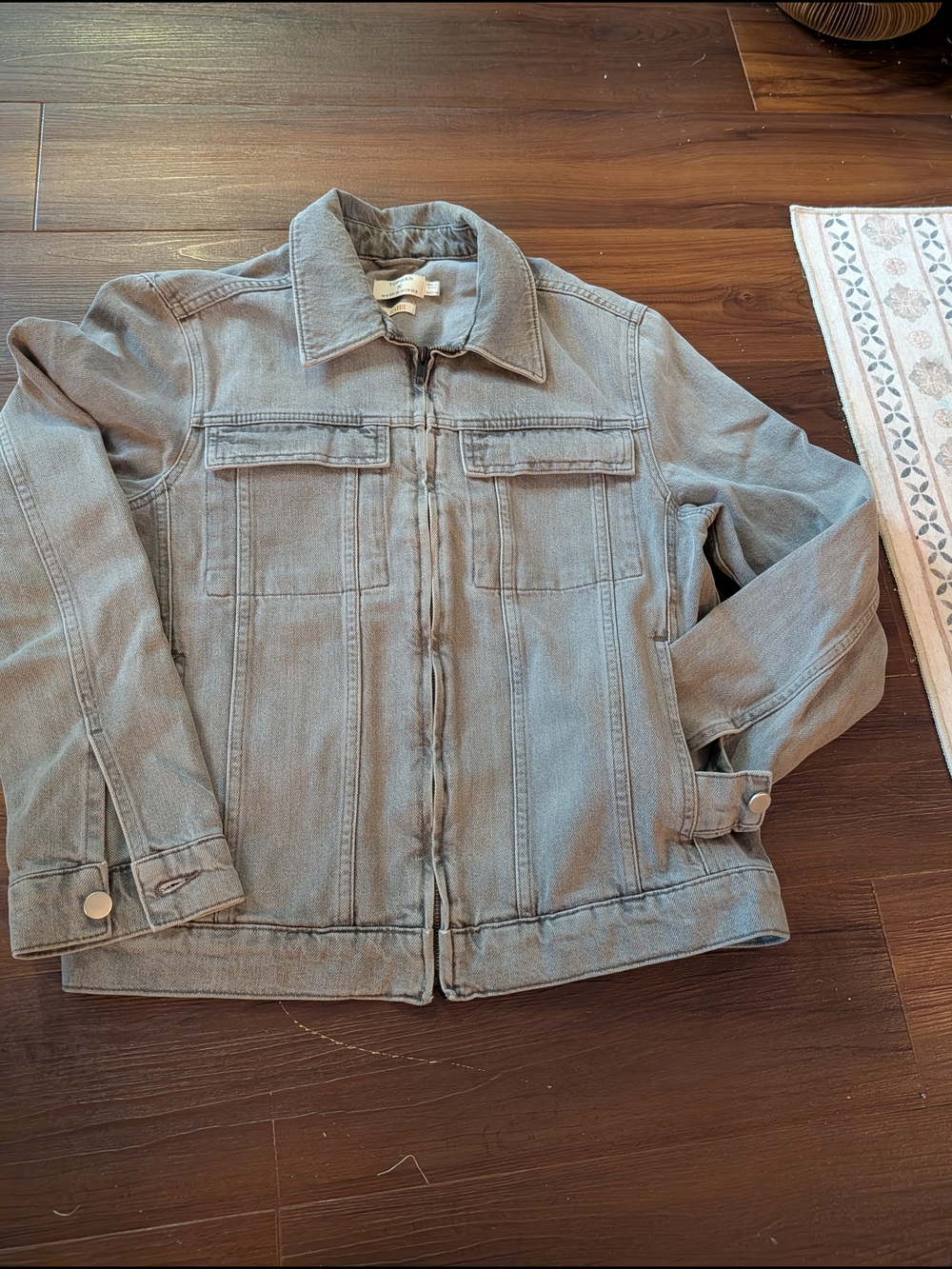 Topman Gray Lightweight Denim Jacket - Zip Front